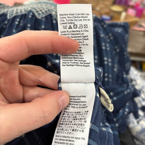 Madewell Embroidered Puff-Sleeve Babydoll Dress in Indigo Plaid Large - Picture 9 of 9